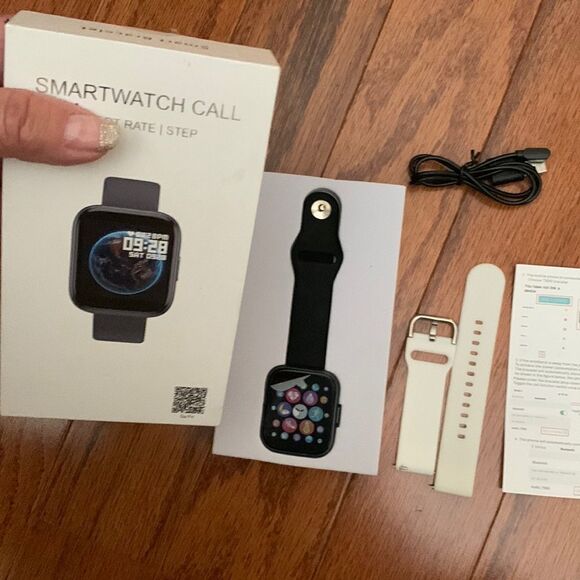 Smart watch black band and white band, unisex main image 5